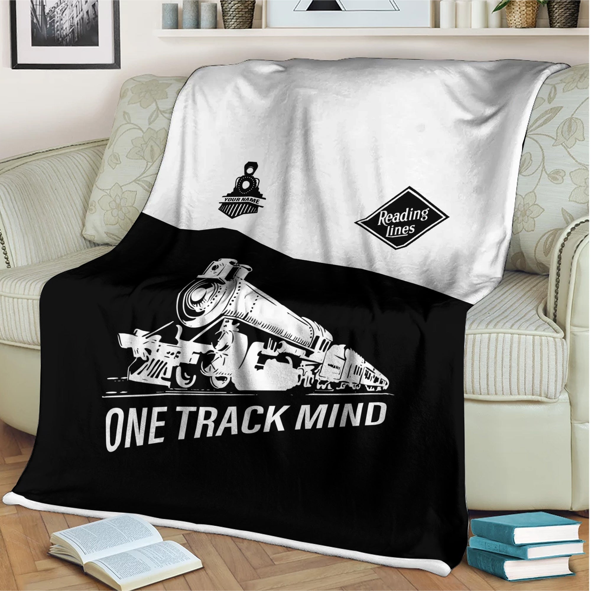 Railspirit Personalized Reading Railroad Blanket One Track Mind Train Blanket Gift Idea For Train Lover