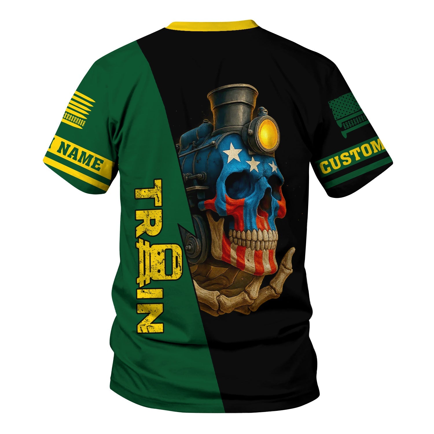 Railspirit Personalized Maine Central Railroad T-Shirt Train Skull American Flag Shirt All Over Print
