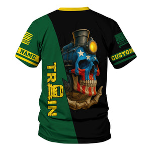 Railspirit Personalized Maine Central Railroad T-Shirt Train Skull American Flag Shirt All Over Print