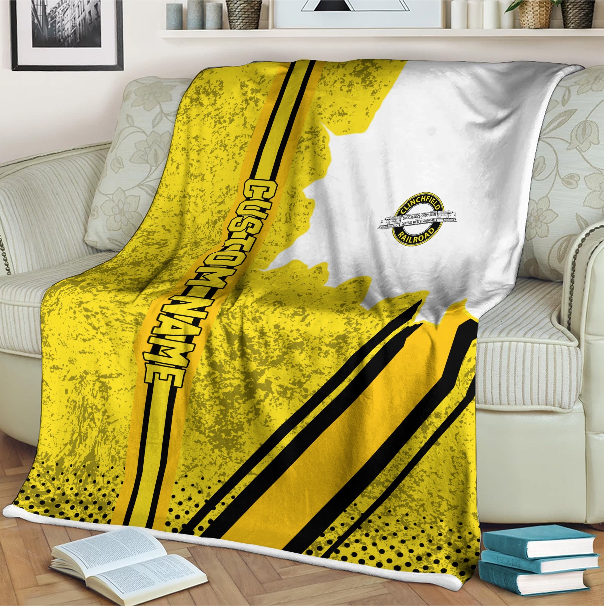 Railspirit Personalized Clinchfield Railroad Blanket Vintage All Over Printed Blanket