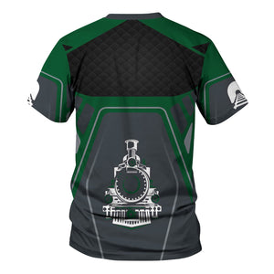 Railspirit Personalized Maine Central Railroad T-Shirt Steam Locomotive Engine Graphic Train Shirt All Over Print