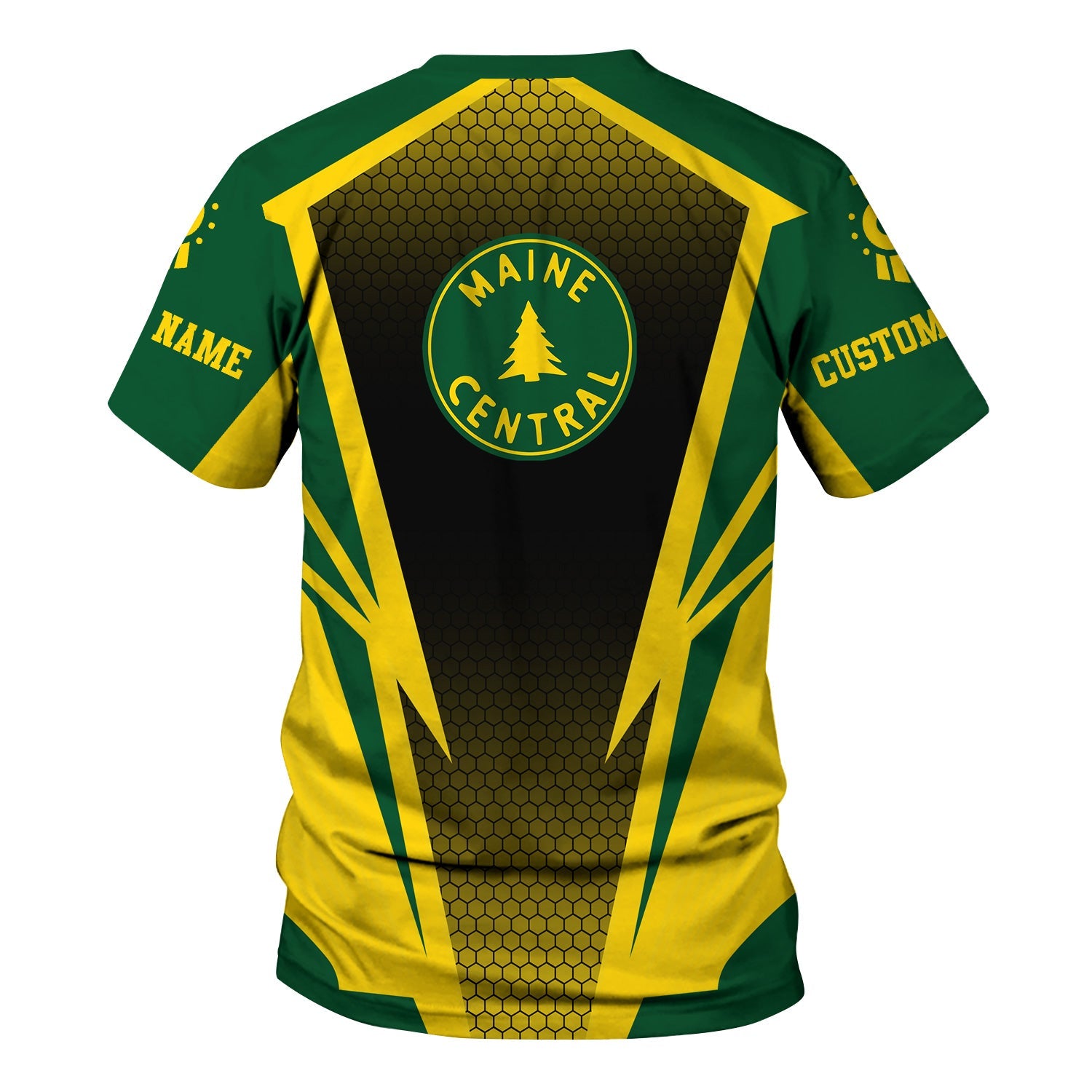 Railspirit Personalized Maine Central Railroad T-Shirt Lightning Graphic Style Shirt Gift Idea For Train Lover