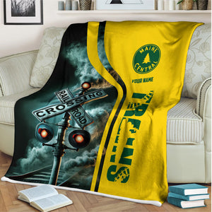 Railspirit Personalized Maine Central Railroad Blanket Railroad Crossing Sign Blanket All Over Print