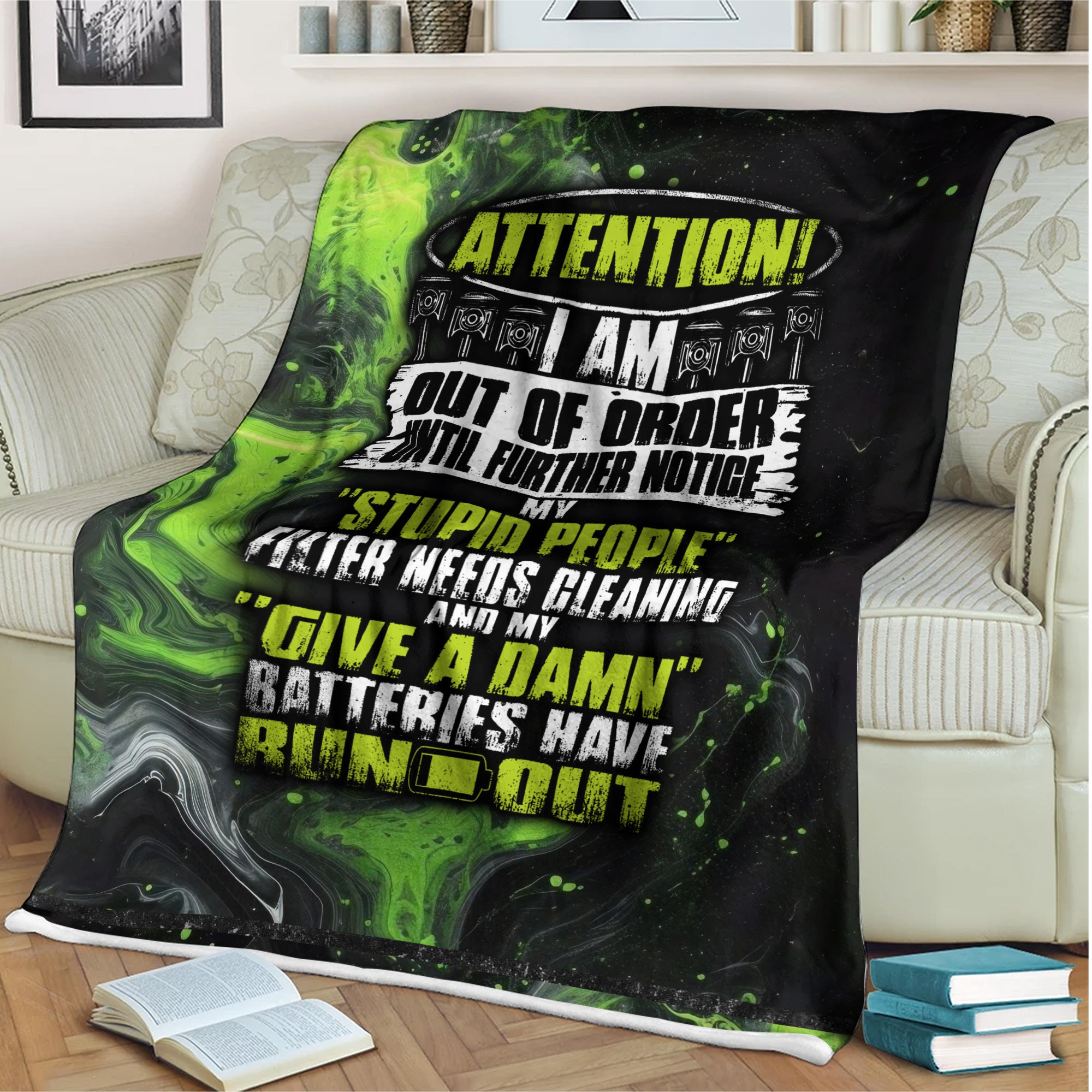 Vintage Mechanic Blanket Attention I Am Out Of Order Until Further Notice Blanket Home Decor