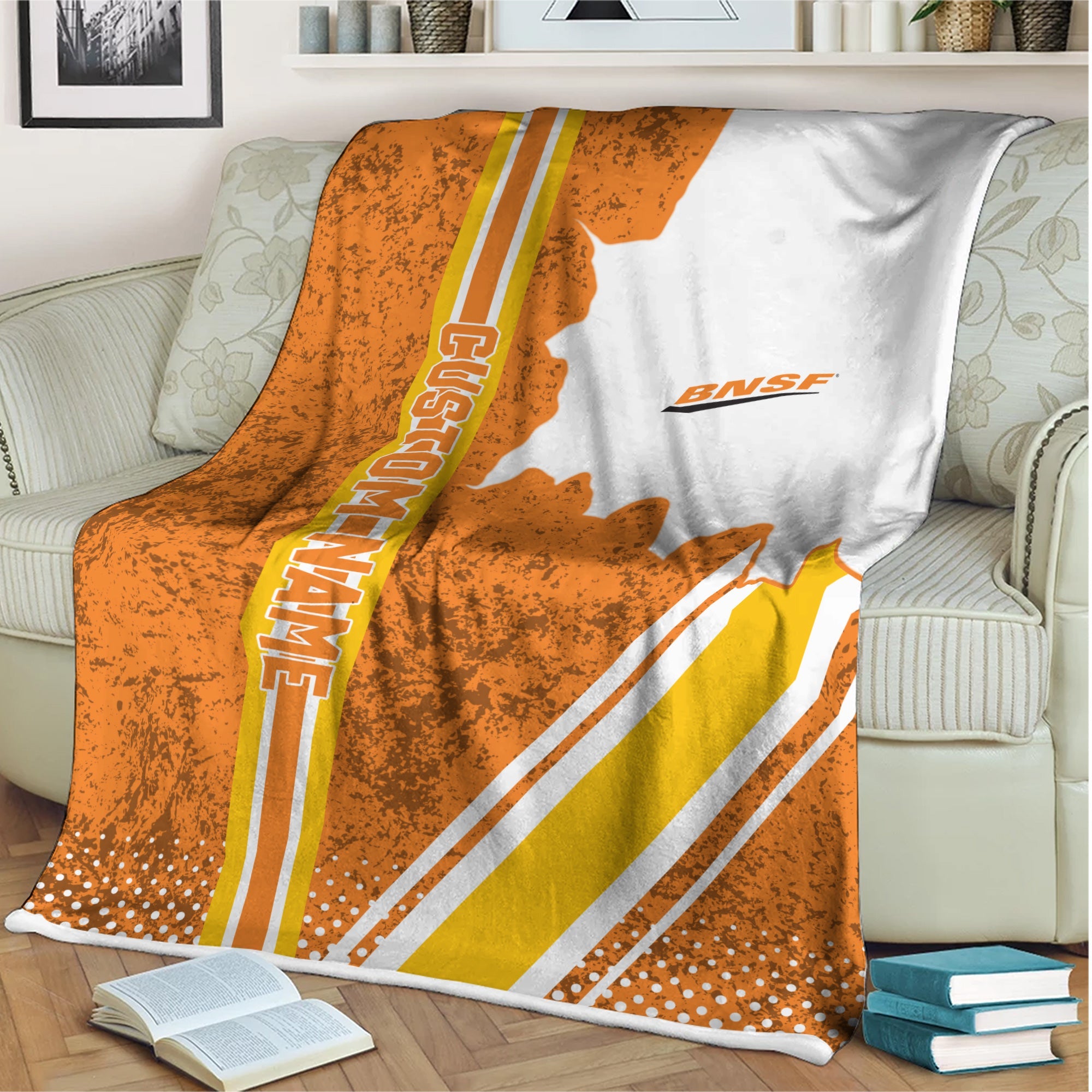Railspirit Personalized BNSF Railway Blanket Vintage All Over Printed Blanket