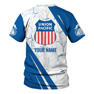 Railspirit Personalized Union Pacific Railroad T-Shirt Crackle Texture Style Big Boy Shirt For Trackhead