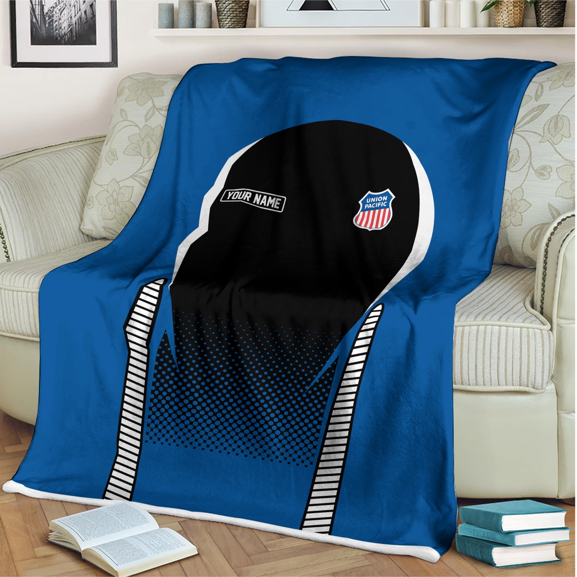 Railspirit Personalized Union Pacific Railroad Blanket Big Boy Train Blanket Gift Idea For Train Lover