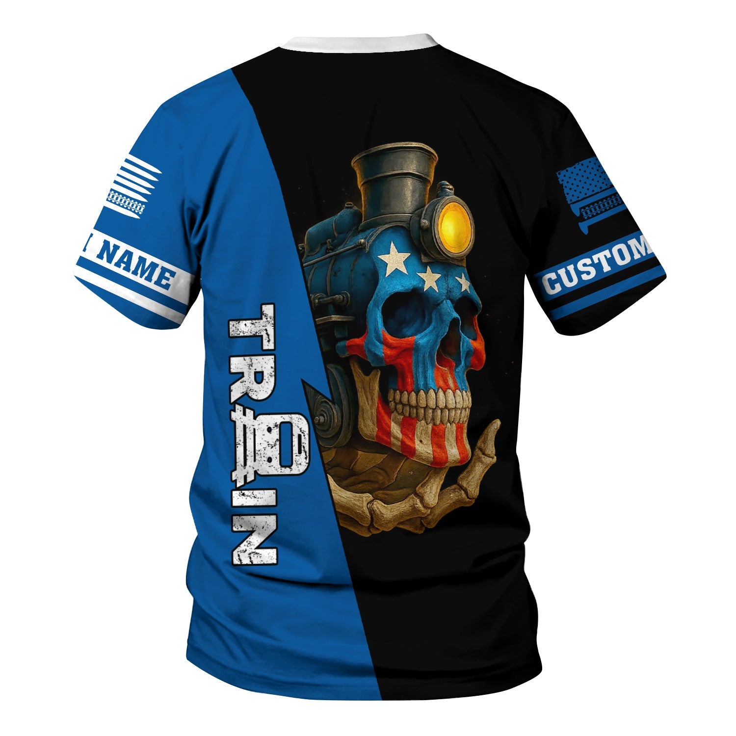 Railspirit Personalized Union Pacific Railroad T-Shirt Train Skull American Flag Big Boy Shirt All Over Print