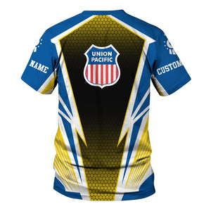 Railspirit Personalized Union Pacific Railroad T-Shirt Lightning Graphic Style Big Boy Shirt Gift Idea For Train Lover