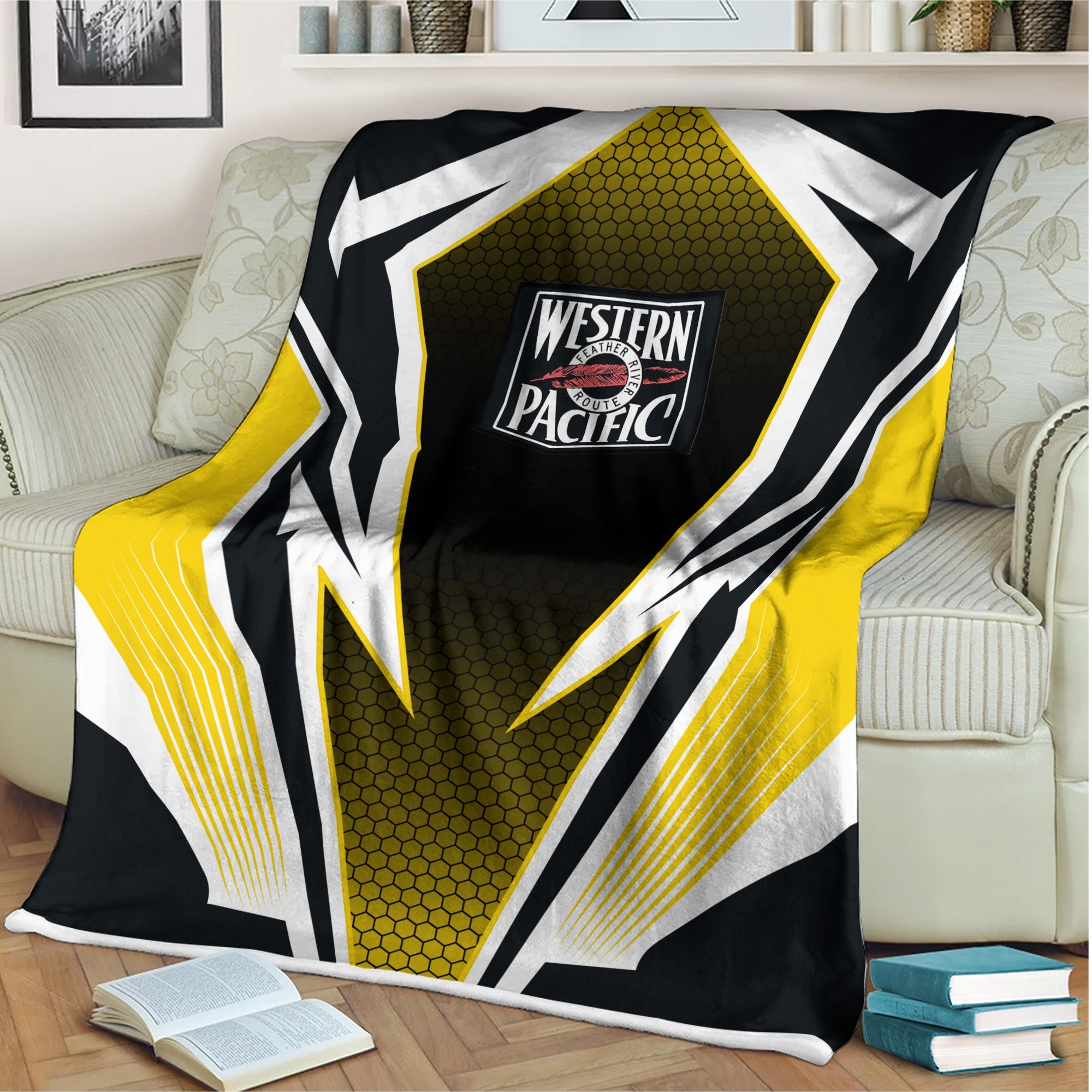 Railspirit Western Pacific Railroad Blanket Lightning Graphic Style Blanket Gift Idea For Train Lover