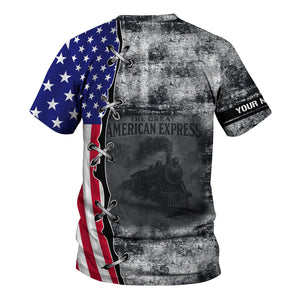 Railspirit Personalized Western Pacific Railroad T-Shirt Retro American Express Train With USA Flag Shirt