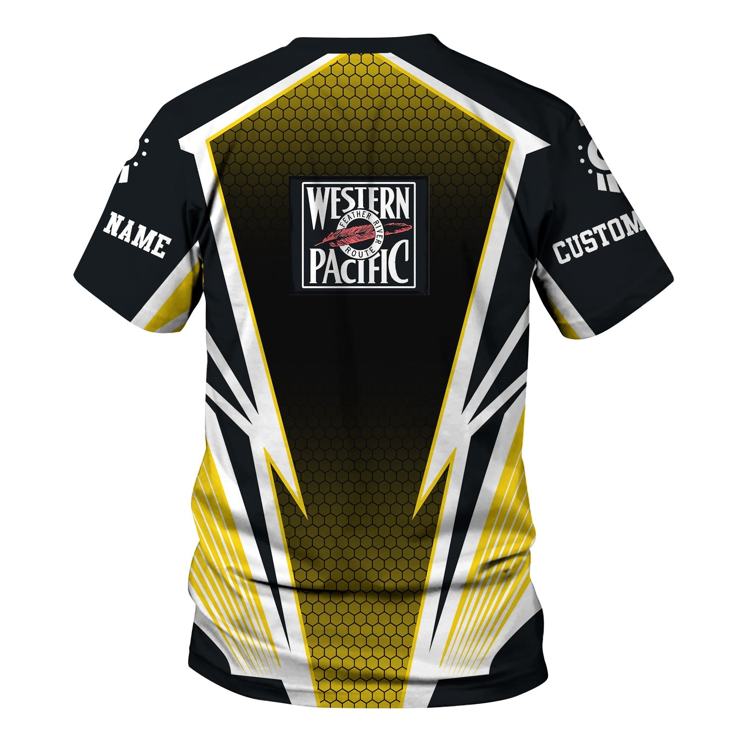 Railspirit Personalized Western Pacific Railroad T-Shirt Lightning Graphic Style Shirt Gift Idea For Train Lover