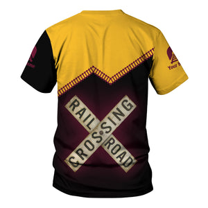 Railspirit Personalized Boston and Maine Railroad T Shirt Railroad Crossing Printed Train Track Shirt