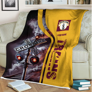 Railspirit Personalized Boston and Maine Railroad Blanket Railroad Crossing Sign Blanket All Over Print