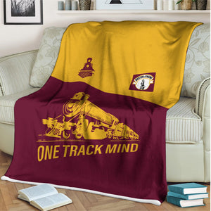 Railspirit Personalized Boston and Maine Railroad Blanket One Track Mind Train Blanket Gift Idea For Train Lover