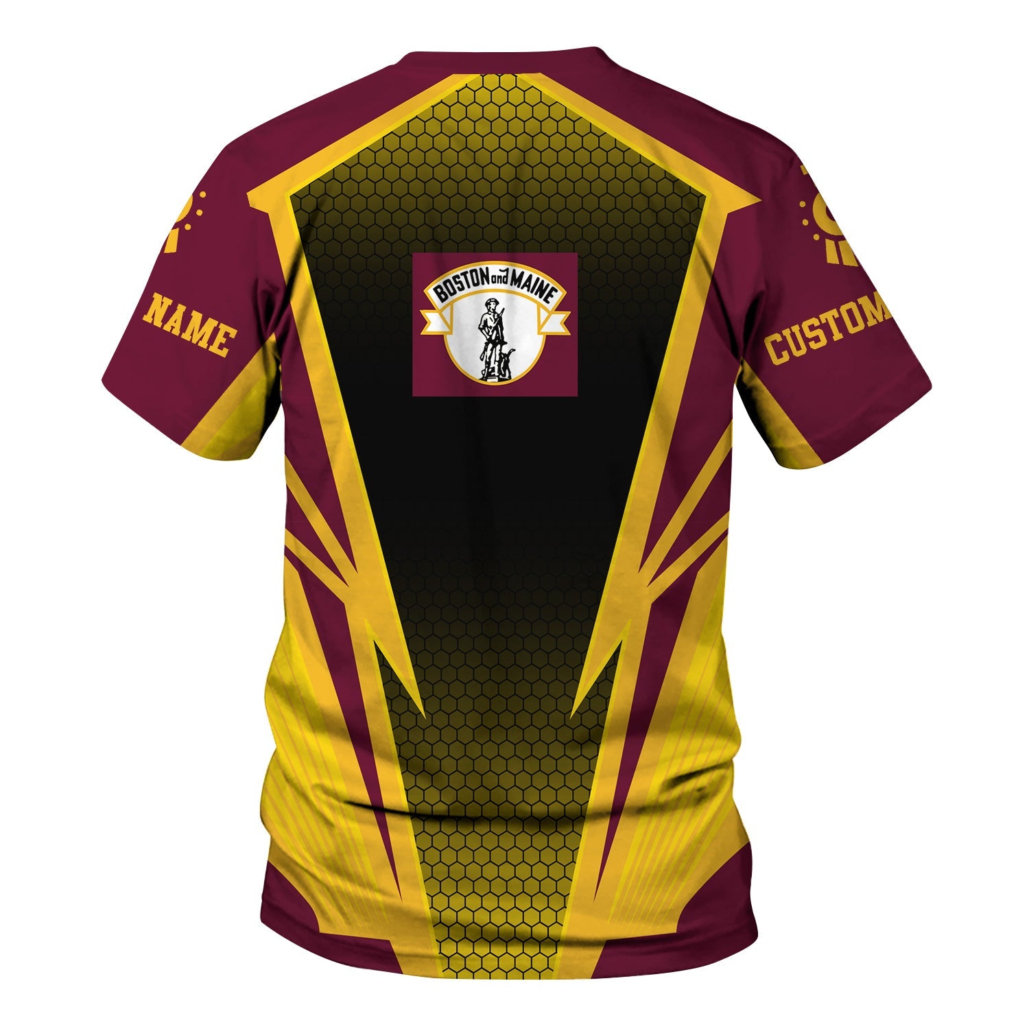 Railspirit Personalized Boston and Maine Railroad T-Shirt Lightning Graphic Style Shirt Gift Idea For Train Lover