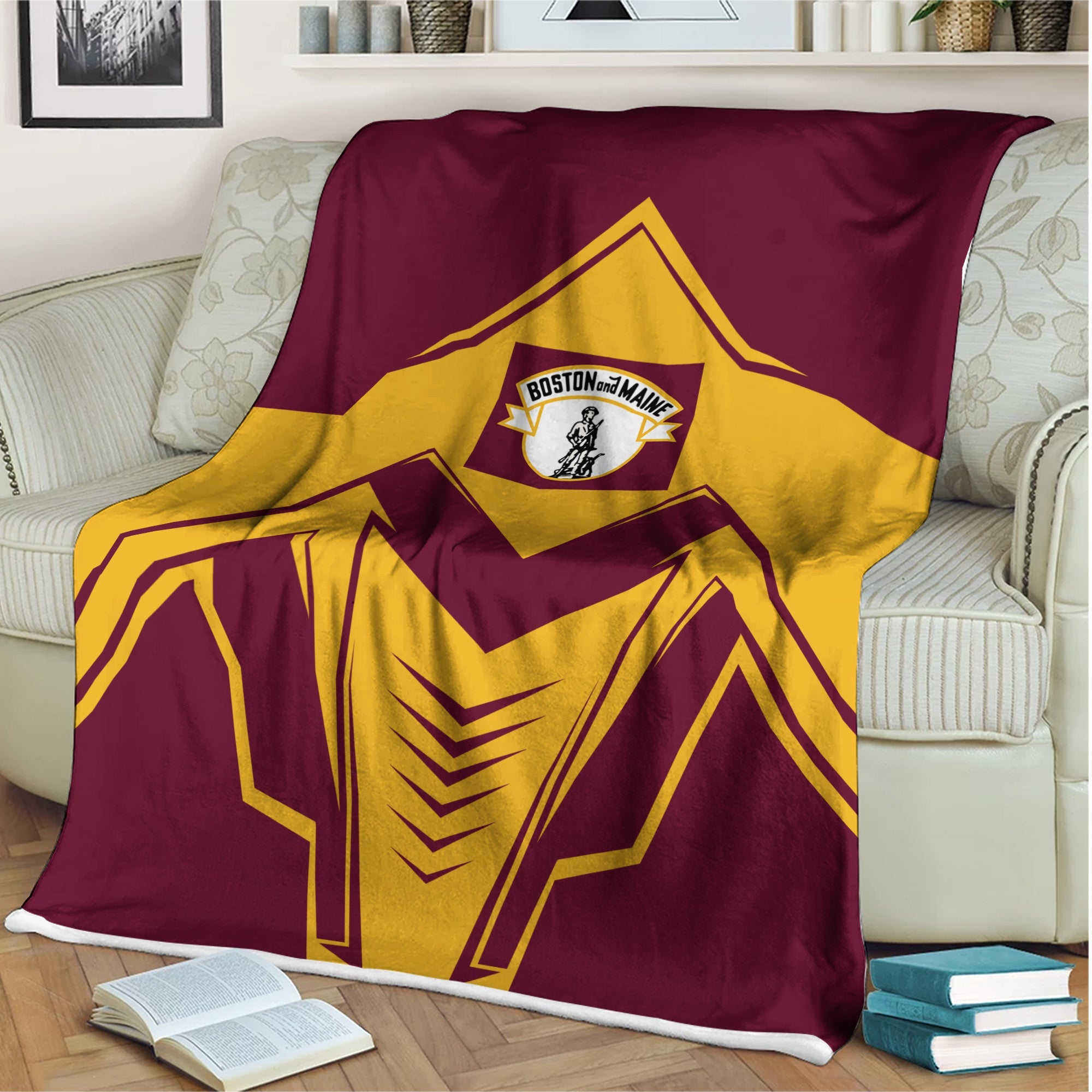 Railspirit Boston and Maine Railroad Blanket Railway Trainspotter Style Blanket Gift Idea For Foamers