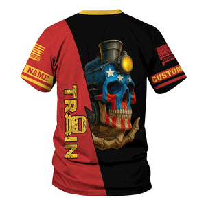 Railspirit Personalized Louisville and Nashville Railroad T-Shirt Train Skull American Flag L&N Shirt All Over Print