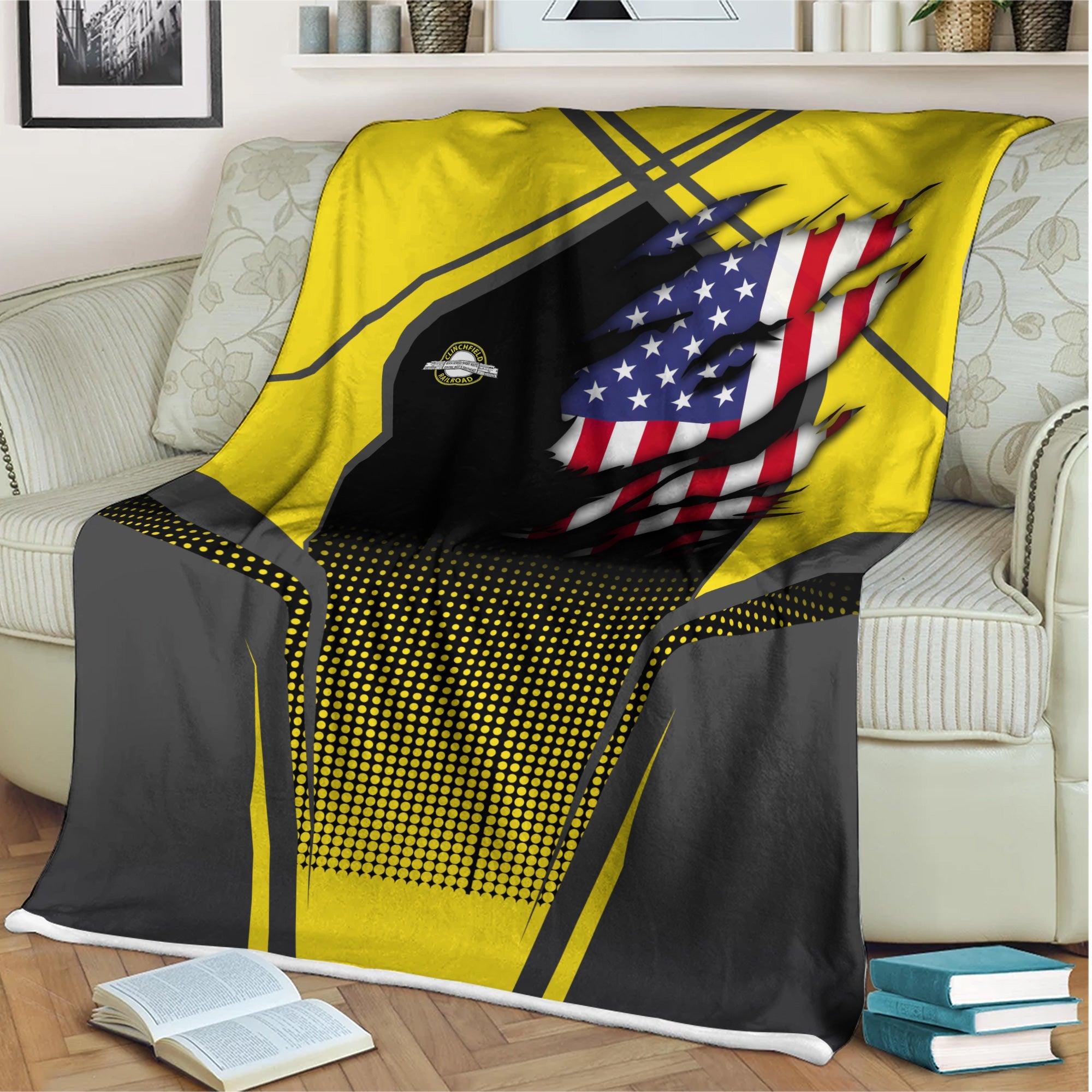 Railspirit Personalized Clinchfield Railroad Blanket American Vintage All Over Printed Blanket