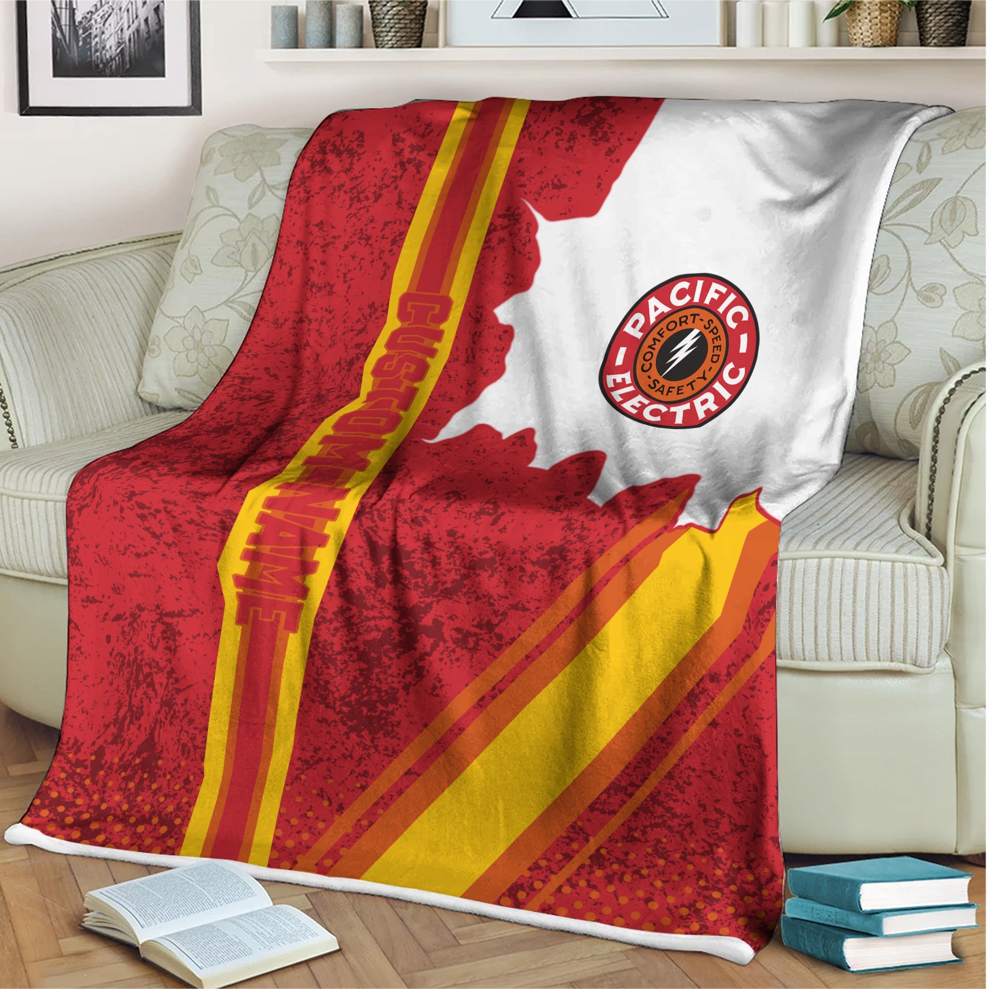 Railspirit Personalized Pacific Electric Railroad Blanket Vintage All Over Printed Blanket