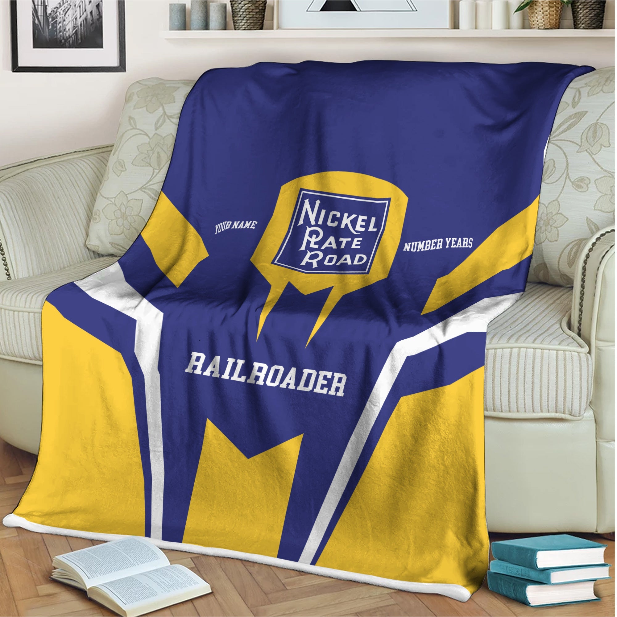 Railspirit Personalized New York, Chicago and St. Louis Railroad Blanket Custom Year Railroader Nickel Plate Road Gift Idea For Train Lover