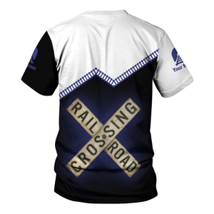 Railspirit Personalized New York, Chicago and St. Louis Railroad T Shirt Railroad Crossing Printed Train Track Shirt