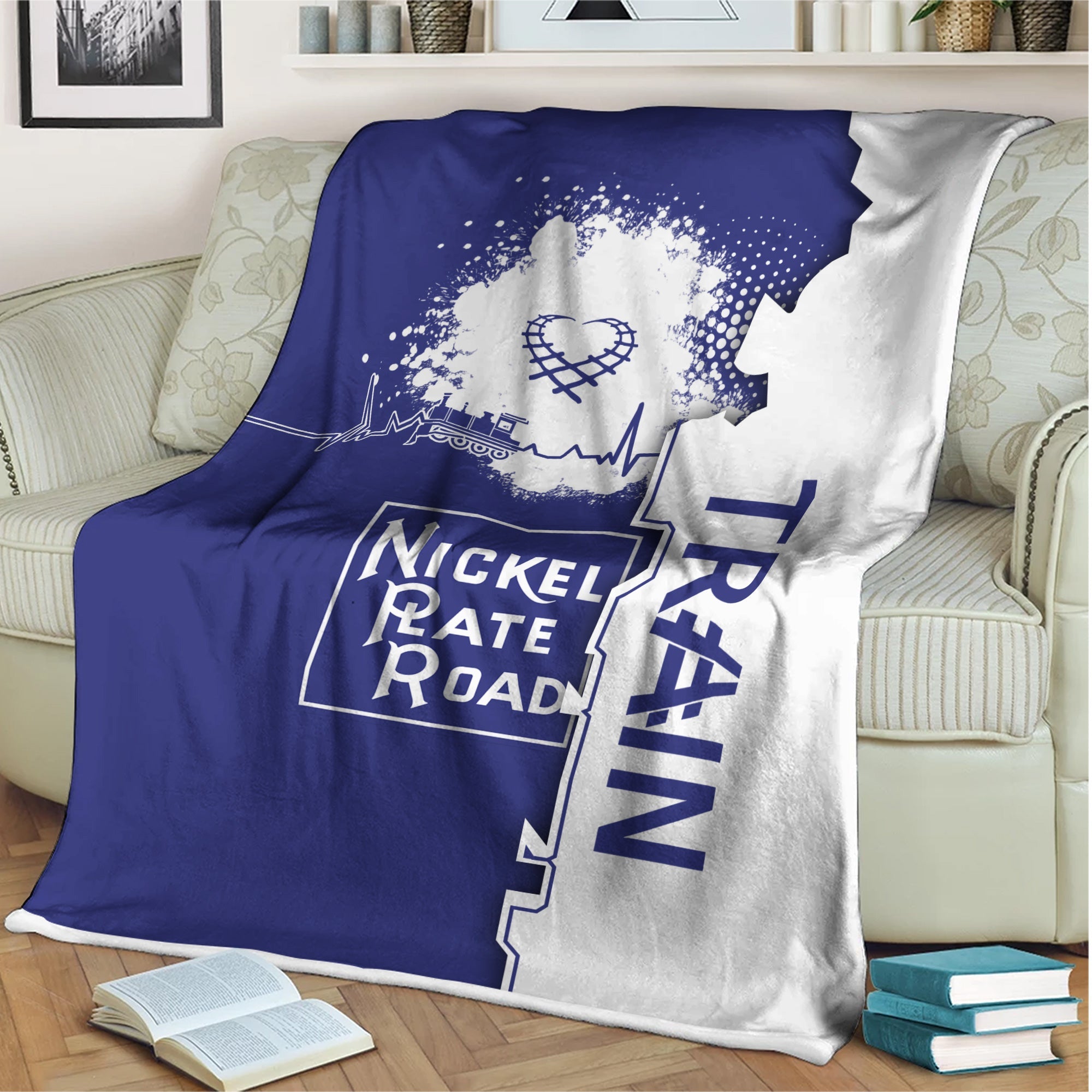 Railspirit New York, Chicago and St. Louis Railroad Blanket Engine Heartbeat and Track Love Style Nickel Plate Road Blanket