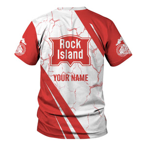 Railspirit Personalized Chicago, Rock Island and Pacific Railroad T-Shirt Crackle Texture Style Rock Island Railroad Shirt For Trackhead