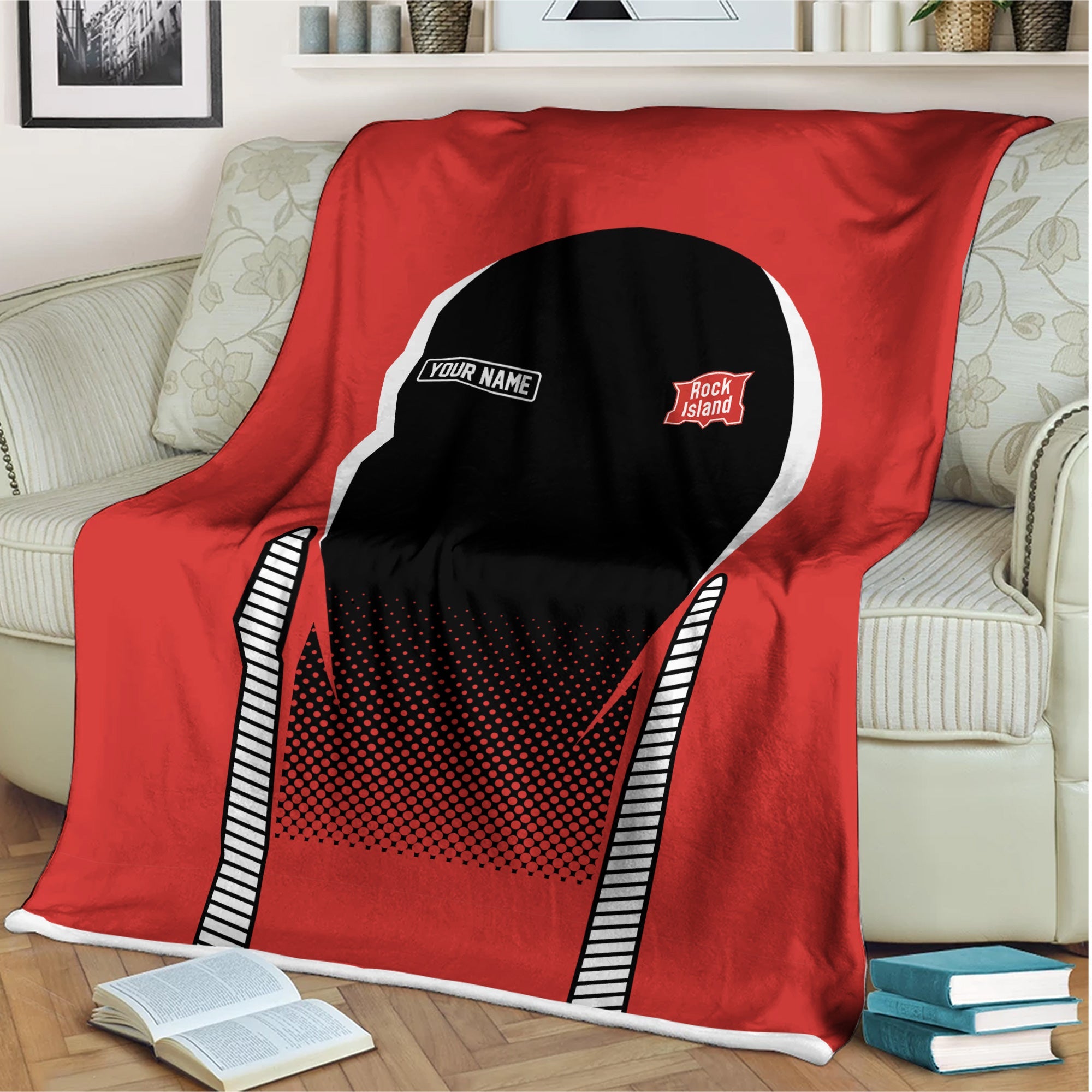 Railspirit Personalized Chicago, Rock Island and Pacific Railroad Blanket Rock Island Railroad Train Blanket Gift Idea For Train Lover