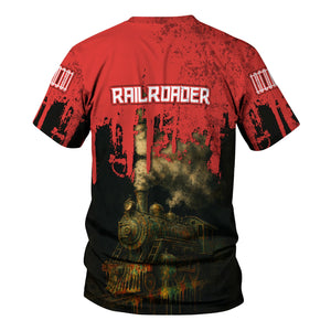 Railspirit Personalized Chicago, Rock Island and Pacific Railroad T-Shirt Vintage Train Art Style Rock Island Railroad Shirt For Locomotive Fans