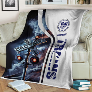 Railspirit Personalized B&O Great States Railroad Blanket Railroad Crossing Sign Blanket All Over Print