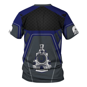 Railspirit Personalized B&O Great States Railroad T-Shirt Steam Locomotive Engine Graphic Train Shirt All Over Print