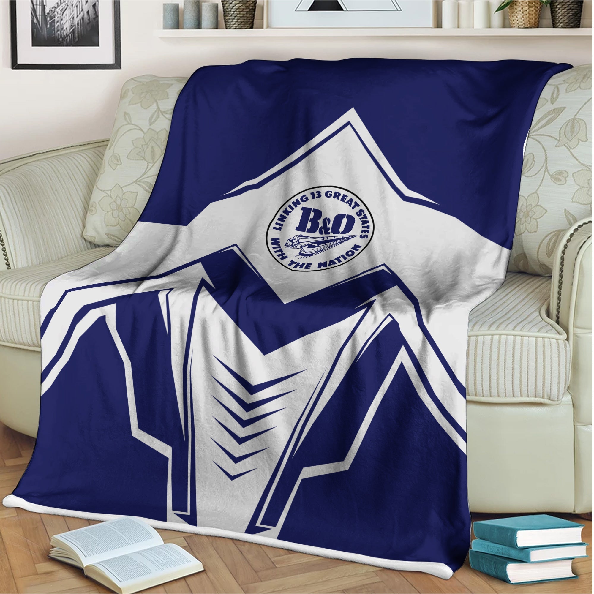 Railspirit B&O Great States Railroad Blanket Railway Trainspotter Style Blanket Gift Idea For Foamers