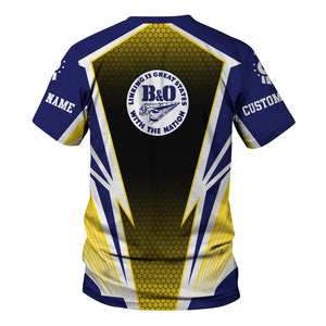 Railspirit Personalized B&O Great States Railroad T-Shirt Lightning Graphic Style Shirt Gift Idea For Train Lover