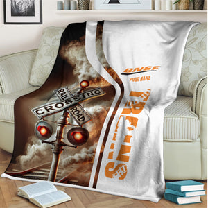 Railspirit Personalized BNSF Railway Blanket Railroad Crossing Sign Blanket All Over Print