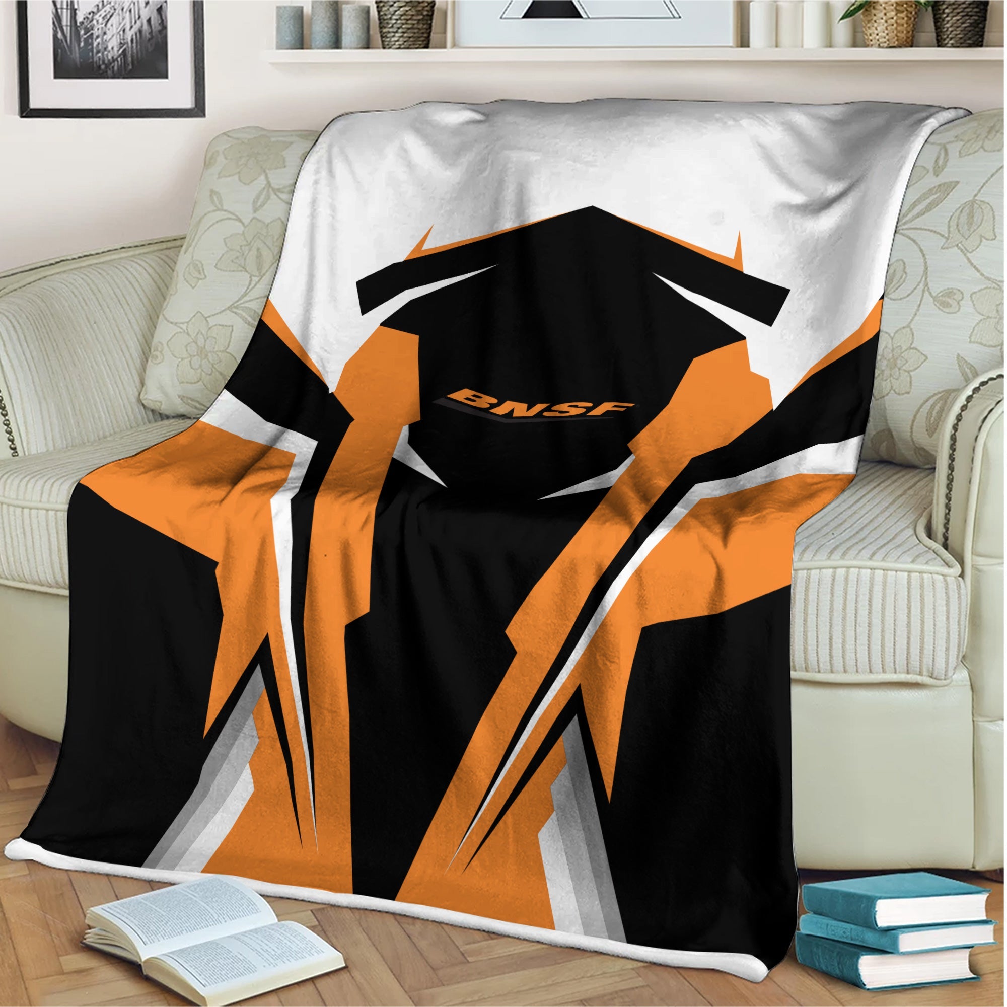 Railspirit Personalized BNSF Railway Blanket Strong Line Train Blanket Gift Idea For Train Lover