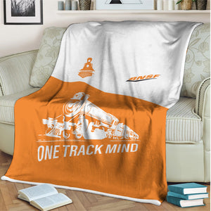Railspirit Personalized BNSF Railway Blanket One Track Mind Train Blanket Gift Idea For Train Lover