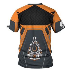 Railspirit Personalized BNSF Railway T-Shirt Steam Locomotive Engine Graphic Train Shirt All Over Print