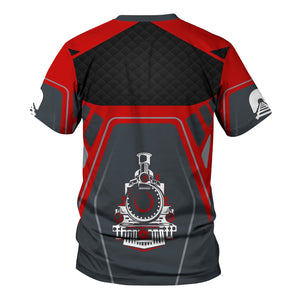 Railspirit Personalized The Chief Santa Fe Railroad T-Shirt Steam Locomotive Engine Graphic Train Shirt All Over Print