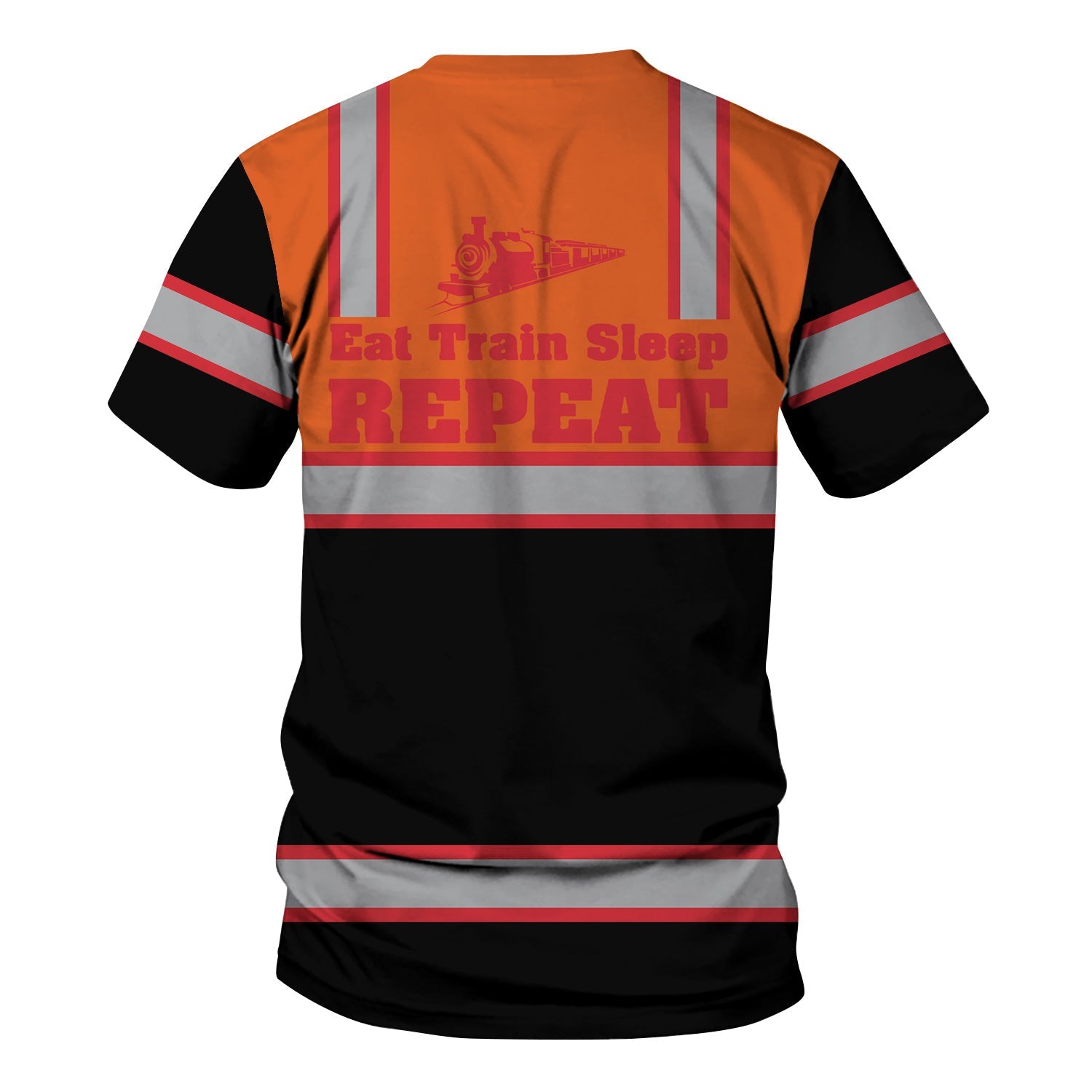 Railspirit Custom Name Pacific Electric Railroad T Shirt Eat Train Sleep Repeat Printed Train Shirt