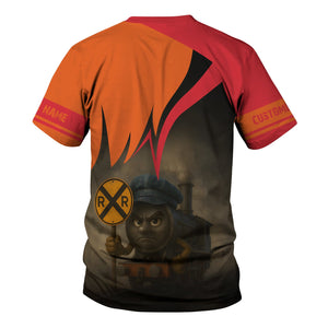 Railspirit Personalized Pacific Electric Railroad T-Shirt Angry Train Shirt Gift Idea For Train Lover