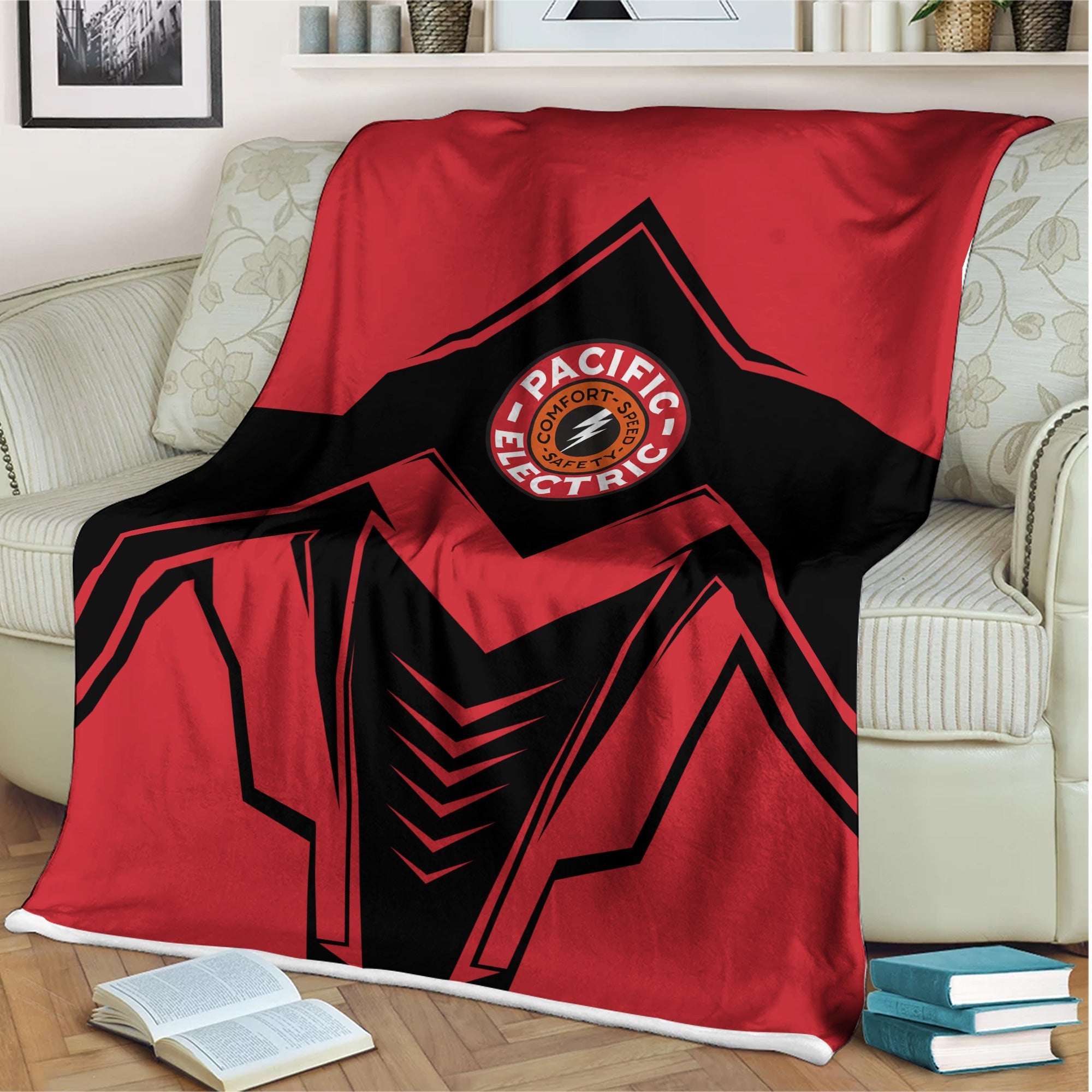 Railspirit Pacific Electric Railroad Blanket Railway Trainspotter Style Blanket Gift Idea For Foamers