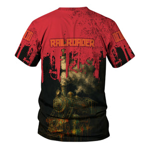 Railspirit Personalized Pacific Electric Railroad T-Shirt Vintage Train Art Style Shirt For Locomotive Fans