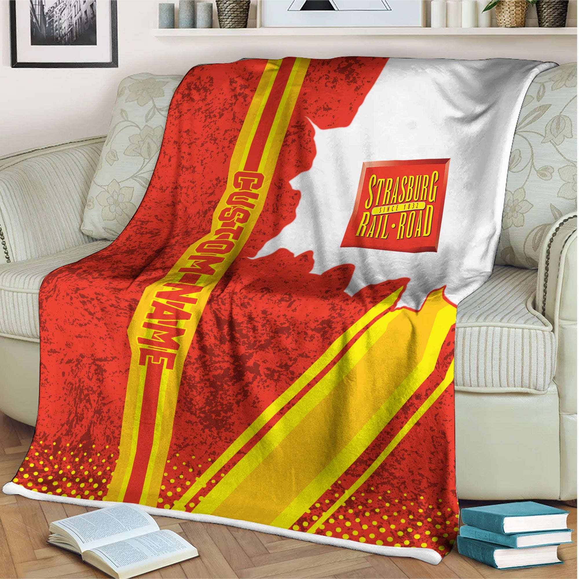 Railspirit Personalized Strasburg Railroad Blanket Vintage All Over Printed Blanket