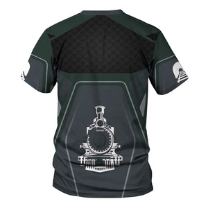 Railspirit Personalized Youngstown & Southern Railroad T-Shirt Steam Locomotive Engine Graphic Train Shirt All Over Print