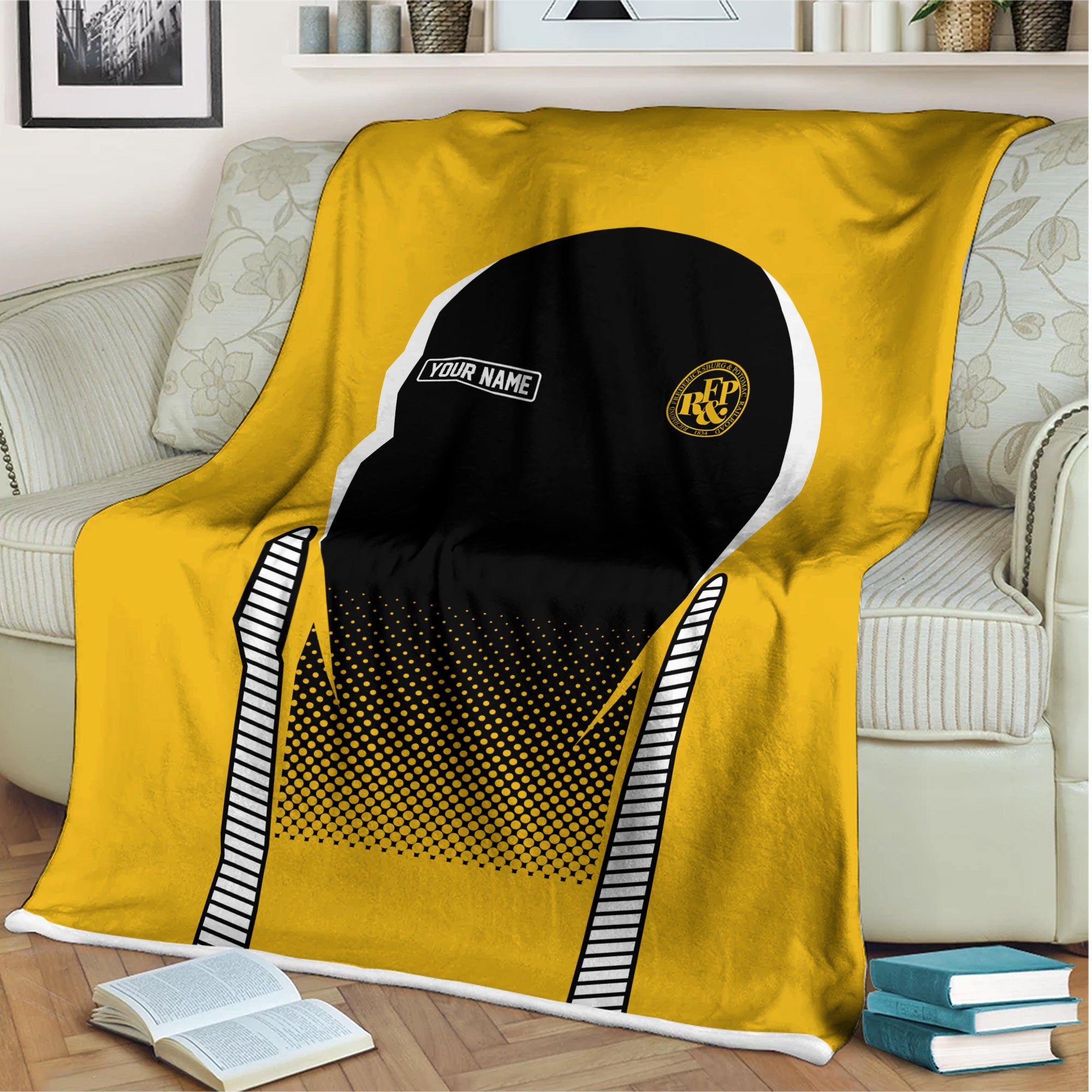 Railspirit Personalized Richmond, Fredericksburg And Potomac Railroad Blanket Train Blanket Gift Idea For Train Lover