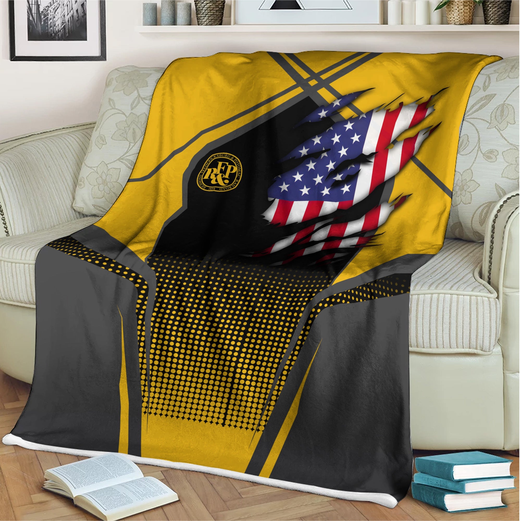 Railspirit Personalized Richmond, Fredericksburg And Potomac Railroad Blanket American Vintage All Over Printed Blanket