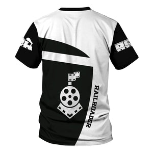 Railspirit Personalized Detroit Toledo And Ironton Railroad T-Shirt All Aboard Steam Train Movie Projector Style Shirt