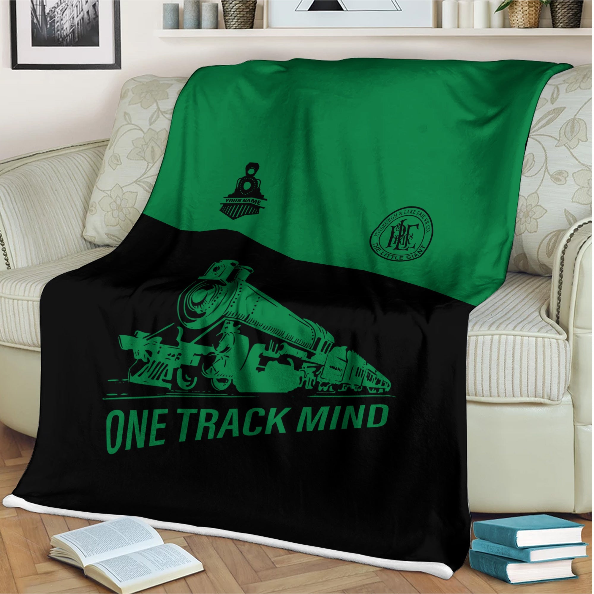 Railspirit Personalized Pittsburgh And Lake Erie Railroad Blanket One Track Mind Train Blanket Gift Idea For Train Lover