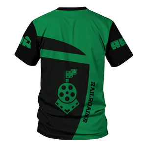 Railspirit Personalized Pittsburgh And Lake Erie Railroad T-Shirt All Aboard Steam Train Movie Projector Style Shirt